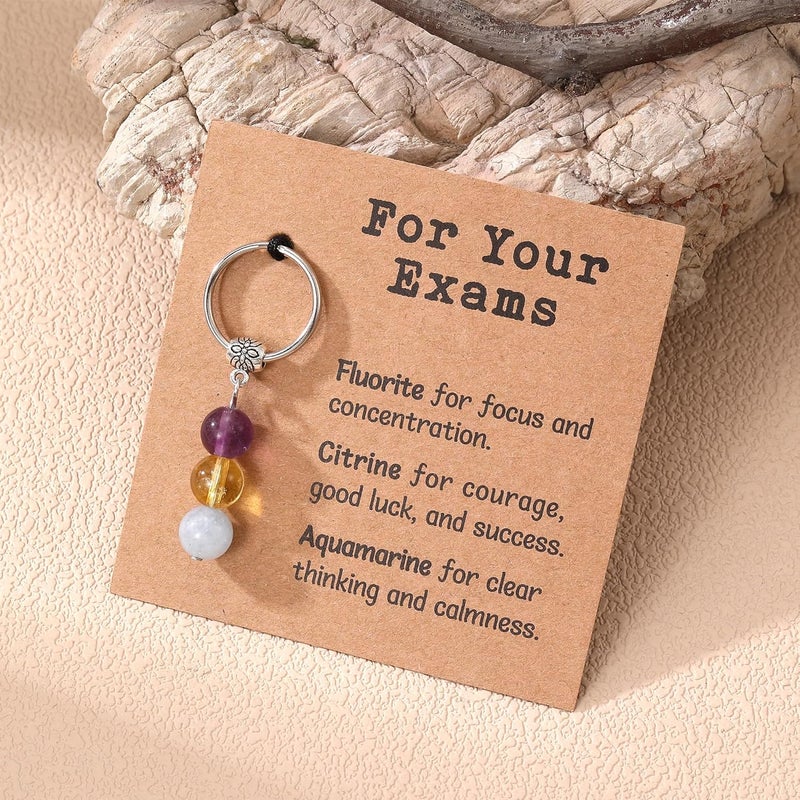 Drogomen Store Healing Crystal Keychain Gift for New Beginnings Calming Anxiety Luck Protection Natural Gemstone Keychain for Women - Image 2